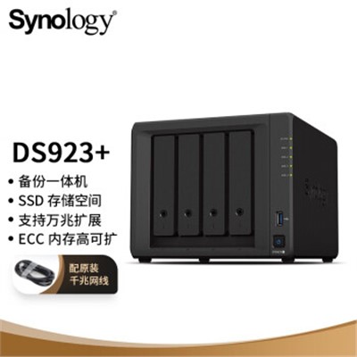 群晖/synology DS923+ 塔式服务器 4盘位 NAS网络存储服务器 备份 共享 云盘 （无内置硬盘 ）